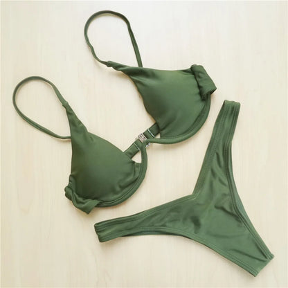 S - XL V-bar Underwired Bikini Female Swimsuit Women Swimwear Two-piece V shape Wire Bikini set Bather Bathing Suit Swim V439