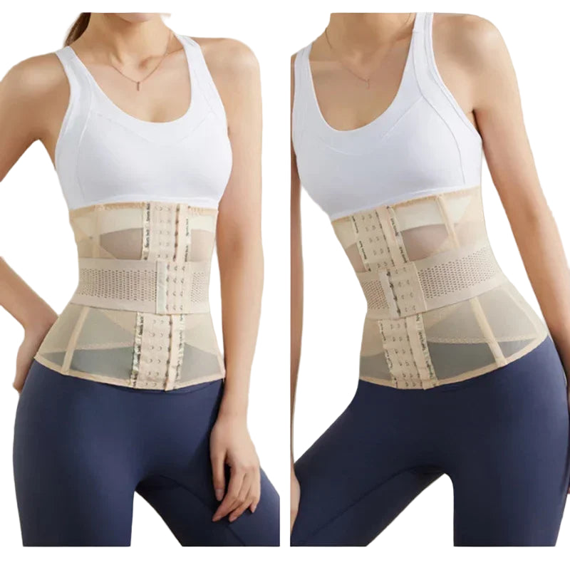 Women’s Waist Trainer Shapewear – Double Belt Mesh Corset for Tummy Control