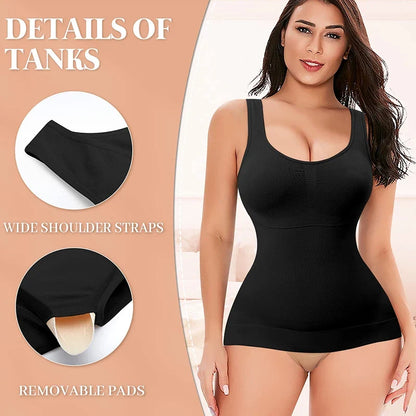Slimming Shapewear Compression Vest Built-in Bra Tank Top Tummy Control Body Shaper Shirt Waist Trainer Seamless Underwear Belt