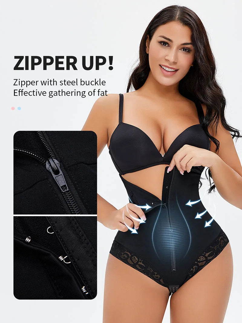 AfruliA Women’s Latex Waist Trainer Bodysuit – V-Neck Tummy Control Shapewear