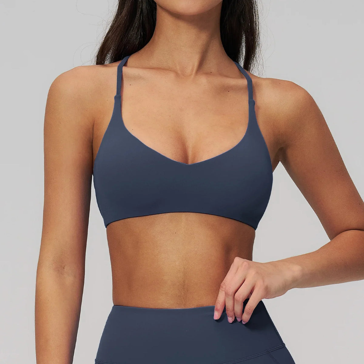 Summer U-Shaped Multi-Strap Cross Back Women Pilates Fitness Sports Bra Top Gym Yoga Athletic Tight Workout Jog With Chest Pad
