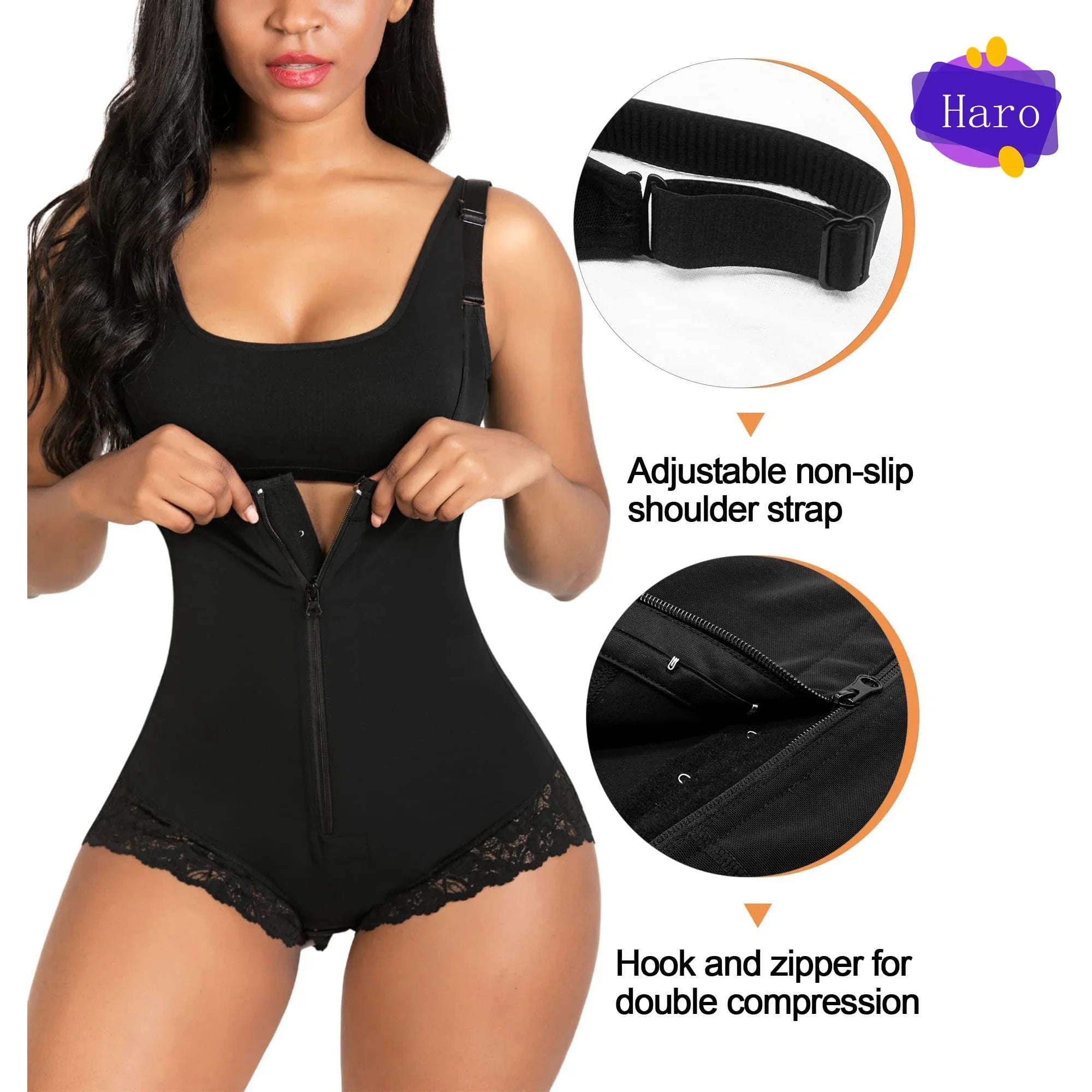 Women's Tummy Control Fajas – Open Bust Zipper Bodysuit Shapewear
