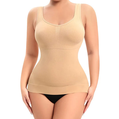 Slimming Shapewear Compression Vest Built-in Bra Tank Top Tummy Control Body Shaper Shirt Waist Trainer Seamless Underwear Belt