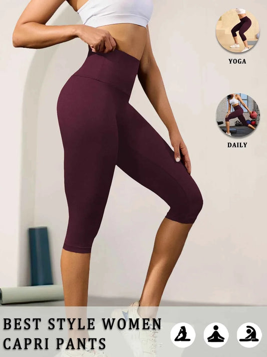 High Waisted Capri Yoga Pants - Tummy Control