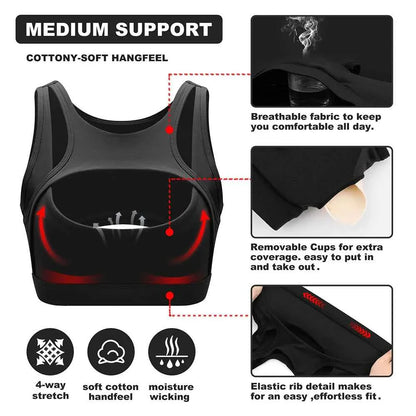 Push Up Sports Bra with Removable Cups