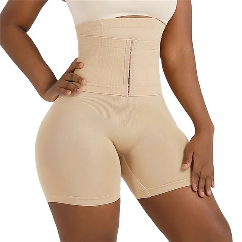 High-Waisted Tummy Control Shapewear Shorts with Butt Lifter & Hook Closure