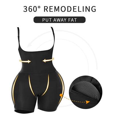 Women Upgraded Butt Lifing Shapewear Hourglass Body Shaper Bodysuit with Side Hip Pads Booty Enhancer Tummy Control Corset Fajas