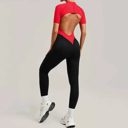Color Blocked Women's Yoga Jumpsuit Tracksuit
