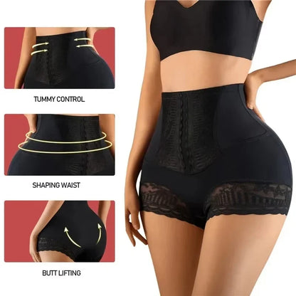 High Waist Lace Flat Belly Shorts For Women Slimming Panties Shapewear Tummy Control Underwear Female Hip Lifting Pants