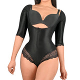 Women's Double Compression BBL Shapewear Bodysuit – Open Chest Triangle Shorts Faja
