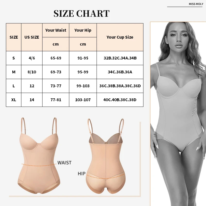 Women's Tummy Control Bodysuit with Butt Lifter & Built-In Bra