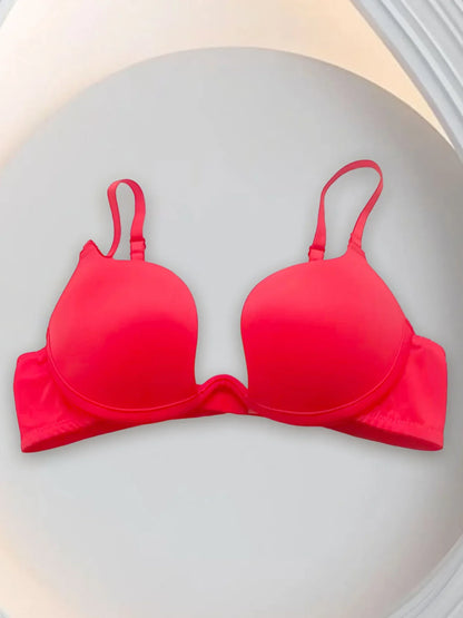 Women's Deep V Plunge Red Carpet Convertible Push Up Bra -Low Cut Sexy U Shaped with Light Padded