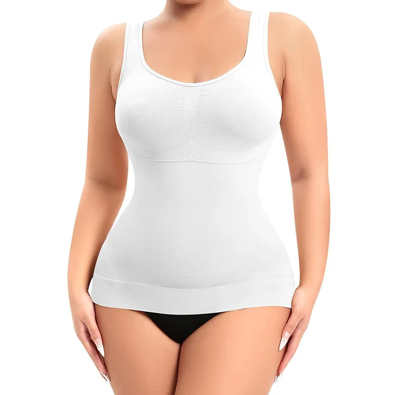 Slimming Shapewear Compression Vest Built-in Bra Tank Top Tummy Control Body Shaper Shirt Waist Trainer Seamless Underwear Belt