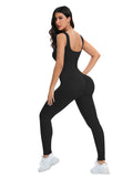 Ribbed Shapewear Jumpsuit with Built-In Bra – Sleeveless Bodycon Romper