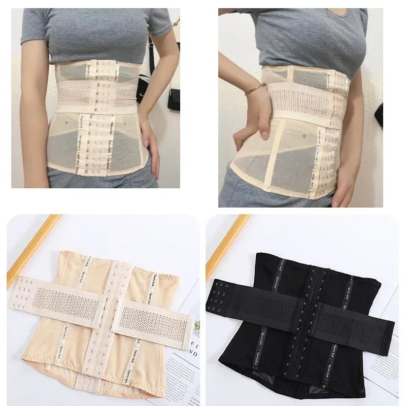 Women’s Waist Trainer Shapewear – Double Belt Mesh Corset for Tummy Control