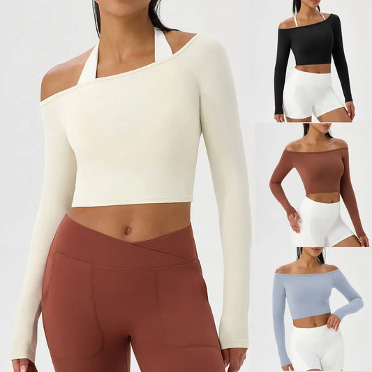 Off Shoulder Long Sleeve Yoga Top