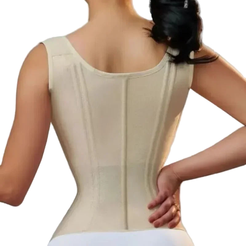 Women's Double Compression Waist Trainer – Zipper & Hook Closure, Tummy Control Corset