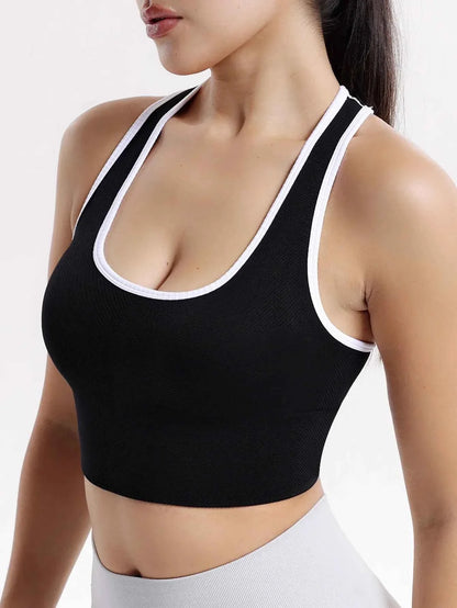 VEQKING Seamless Ribbed Racerback Sports Bra
