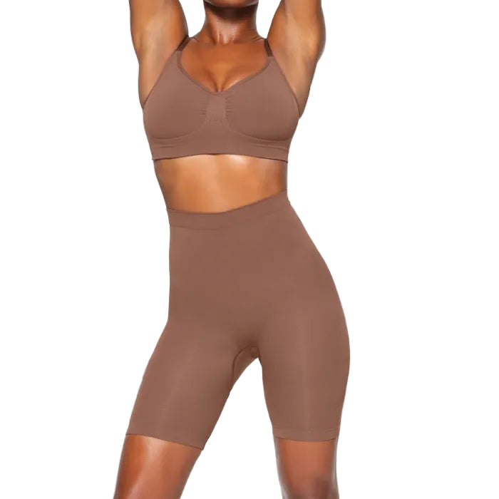 Seamless Sculpt High-Waisted Shapewear Shorts – Mid-Thigh Tummy Control