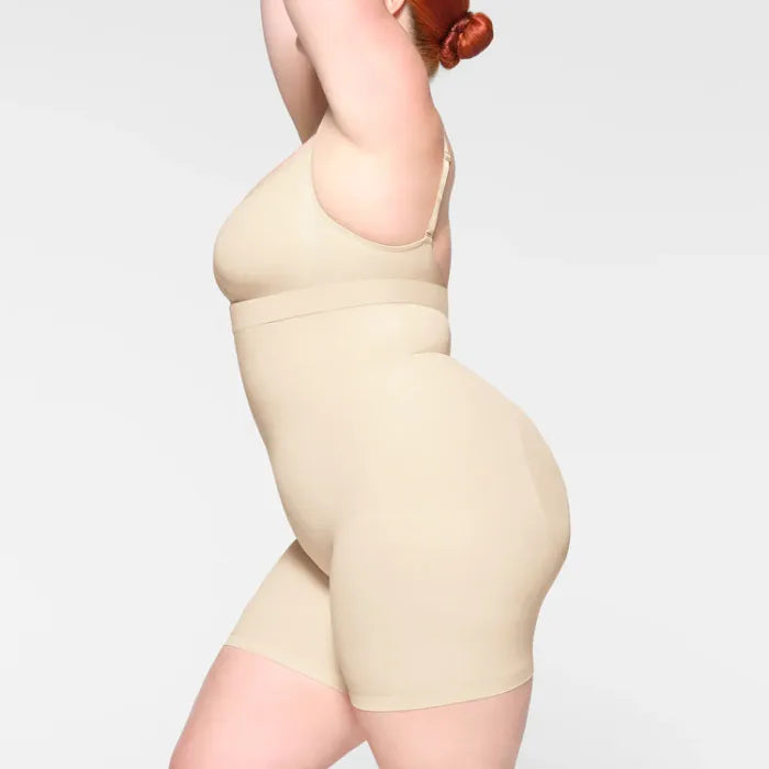 Seamless Sculpt High-Waisted Shapewear Shorts – Mid-Thigh Tummy Control