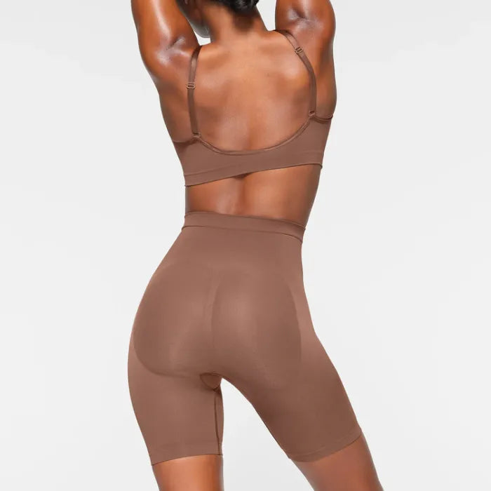 Seamless Sculpt High-Waisted Shapewear Shorts – Mid-Thigh Tummy Control