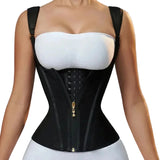 Women's Double Compression Waist Trainer – Zipper & Hook Closure, Tummy Control Corset