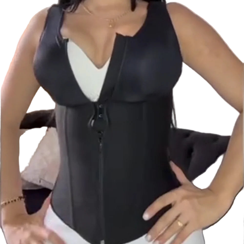Sexy Waist Trainer Bodysuit – Zipper Corset Shapewear Vest for Women