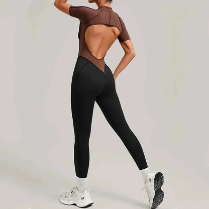 Color Blocked Women's Yoga Jumpsuit Tracksuit