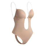 Women's Backless Bodysuit Shapewear – Tummy Control Thong with Bra Support