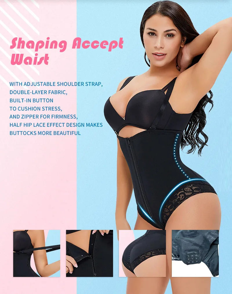AfruliA Women’s Latex Waist Trainer Bodysuit – V-Neck Tummy Control Shapewear