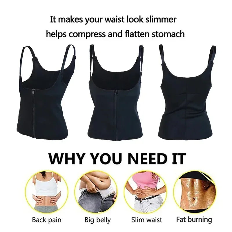 Women's Waist Trainer Vest – Slimming Sauna Corset Body Shaper Compression Top