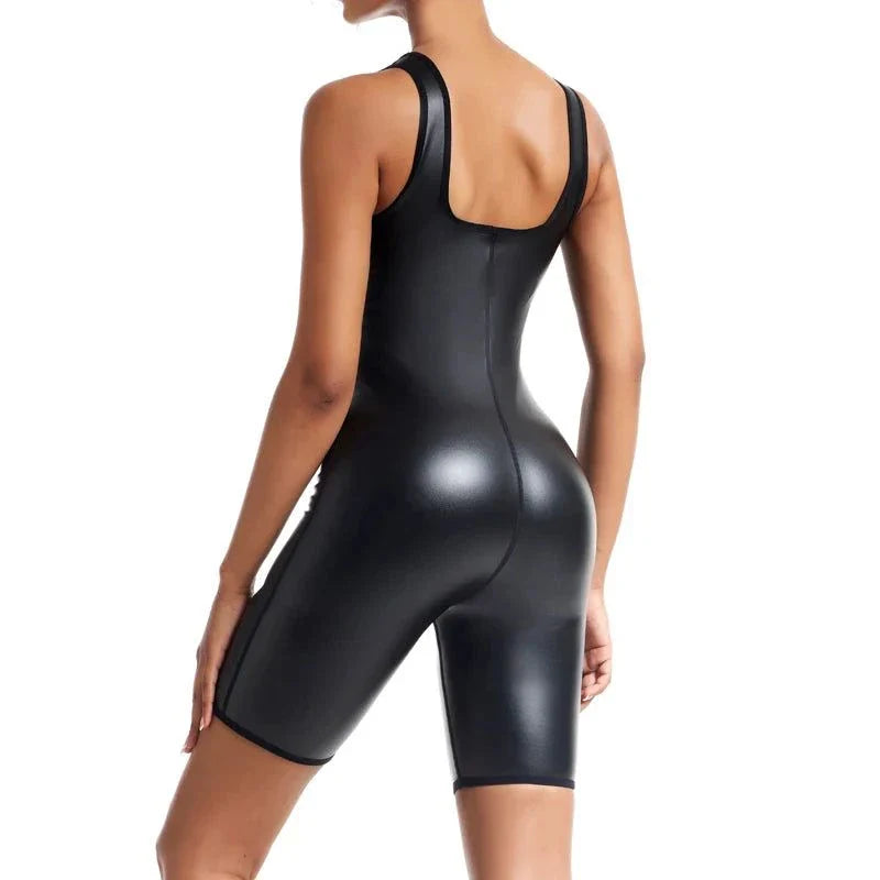Women's Faux Leather Bodysuit Shapewear