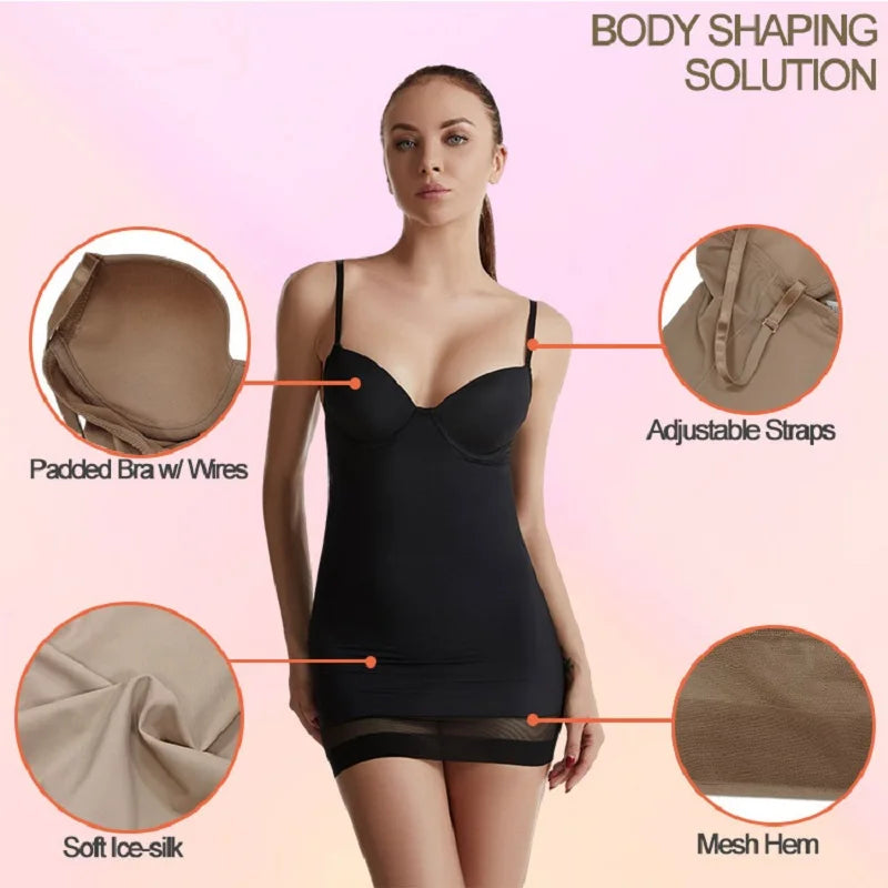 Women's Slimming Shapewear Slip Dress – Stretch Body Shaper Underwire-Free