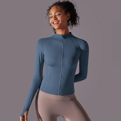 Women's Full Zip Yoga Top With Thumbholes