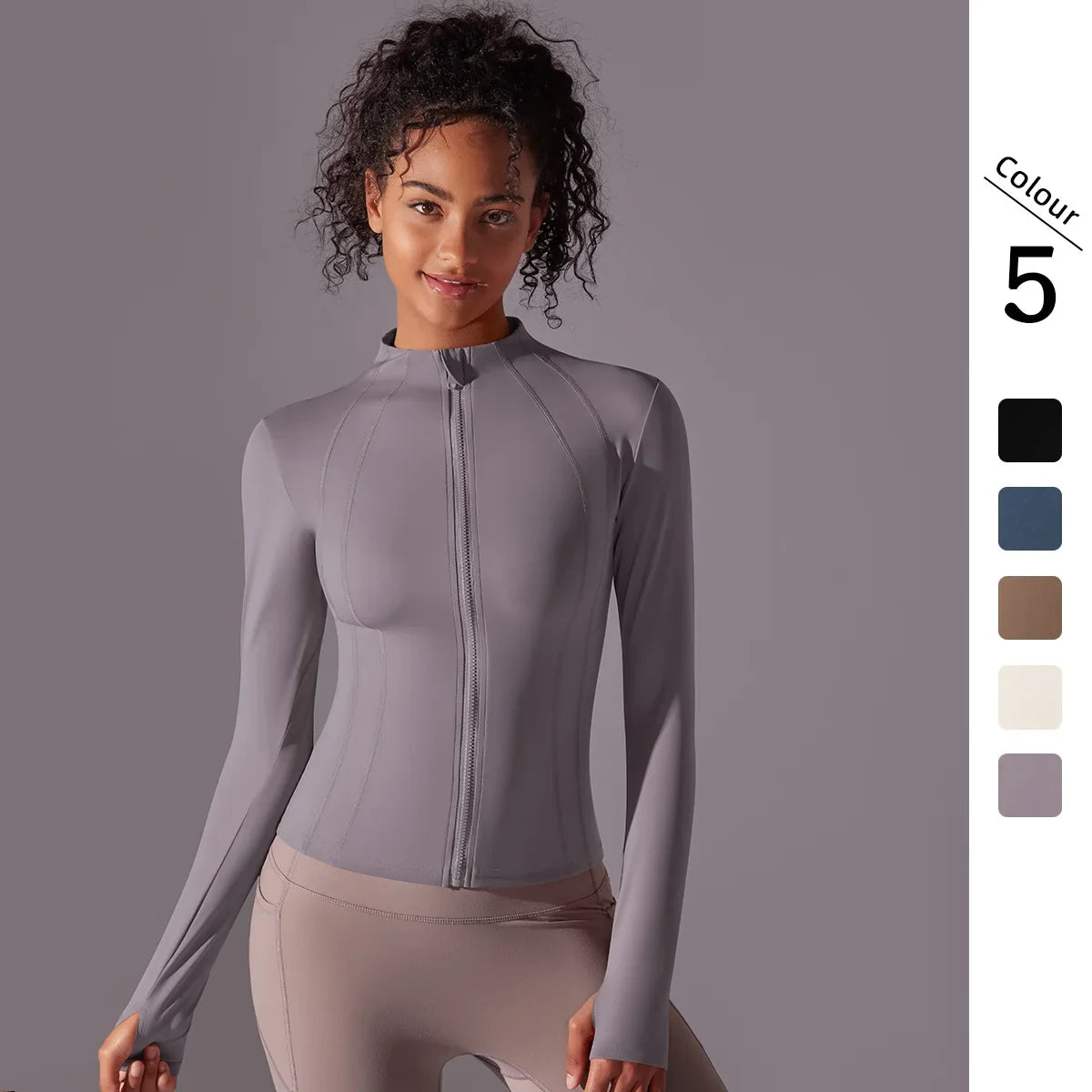 Women's Full Zip Yoga Top With Thumbholes
