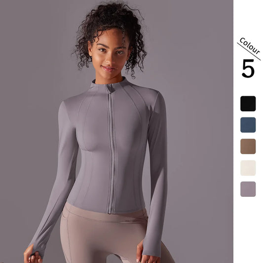Women's Full Zip Yoga Top With Thumbholes