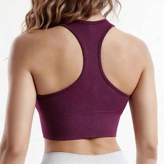 VEQKING Seamless Ribbed Racerback Sports Bra