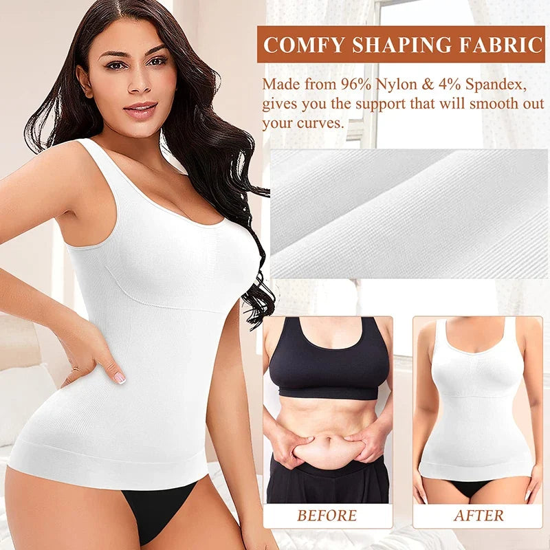 Slimming Shapewear Compression Vest Built-in Bra Tank Top Tummy Control Body Shaper Shirt Waist Trainer Seamless Underwear Belt