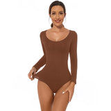 Women's Long Sleeve Thong Bodysuit – Light Control Shapewear with Waist Slimming & Breathable Stretch Fabric