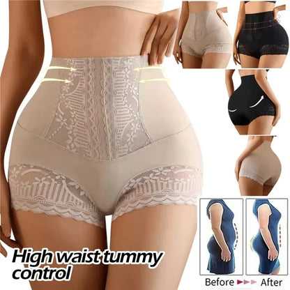High Waist Lace Flat Belly Shorts For Women Slimming Panties Shapewear Tummy Control Underwear Female Hip Lifting Pants