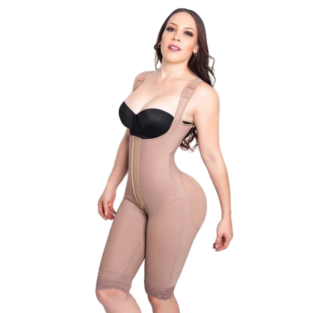 Women’s High Compression Full Body Shaper – Open Bust Faja with Crotch Zipper