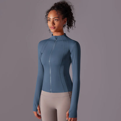 Women's Full Zip Yoga Top With Thumbholes