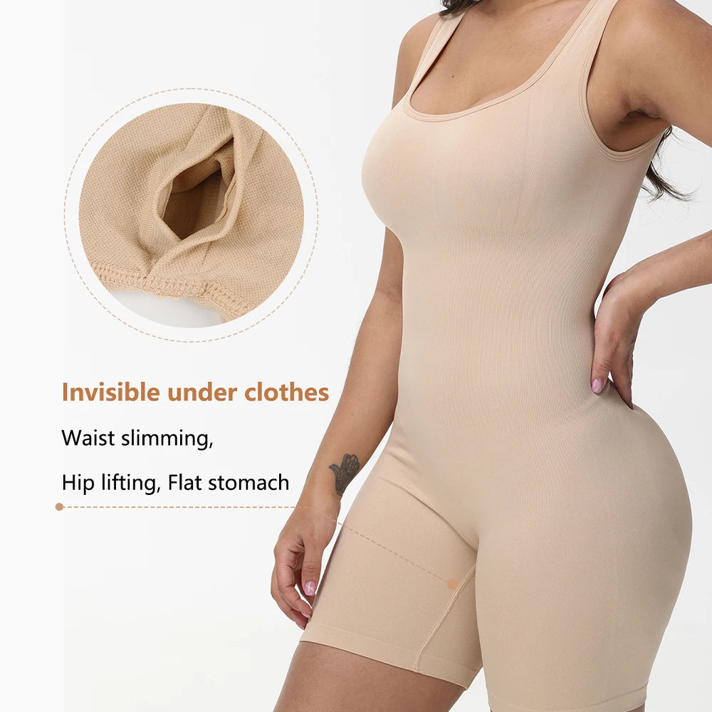 Women's Slim Corset Bodysuit – Firm Control Shapewear Jumpsuit Strap
