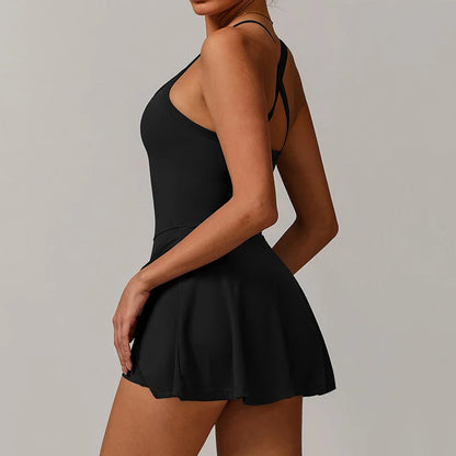 EcoSport Femme: V-Neck Tennis Dress w/ Bra & Shorts