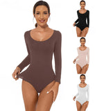 Women's Long Sleeve Thong Bodysuit – Light Control Shapewear with Waist Slimming & Breathable Stretch Fabric
