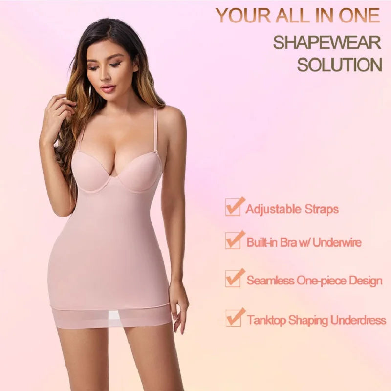 Women's Slimming Shapewear Slip Dress – Stretch Body Shaper Underwire-Free