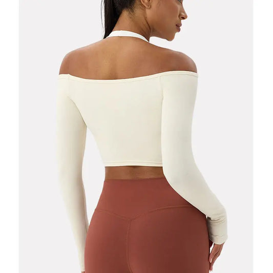 Off Shoulder Long Sleeve Yoga Top