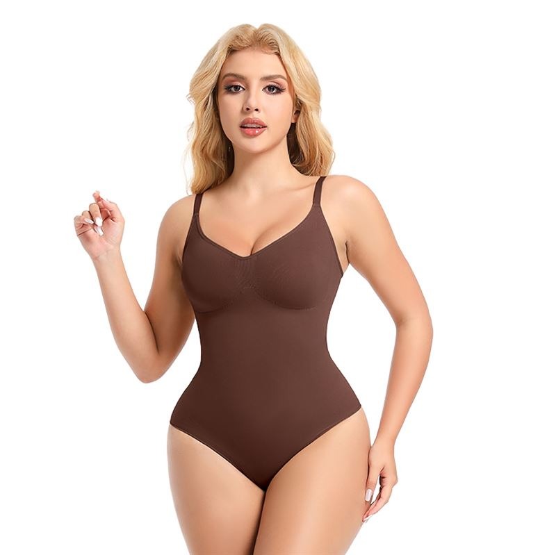 Women’s thong shapewear bodysuit with detachable straps.