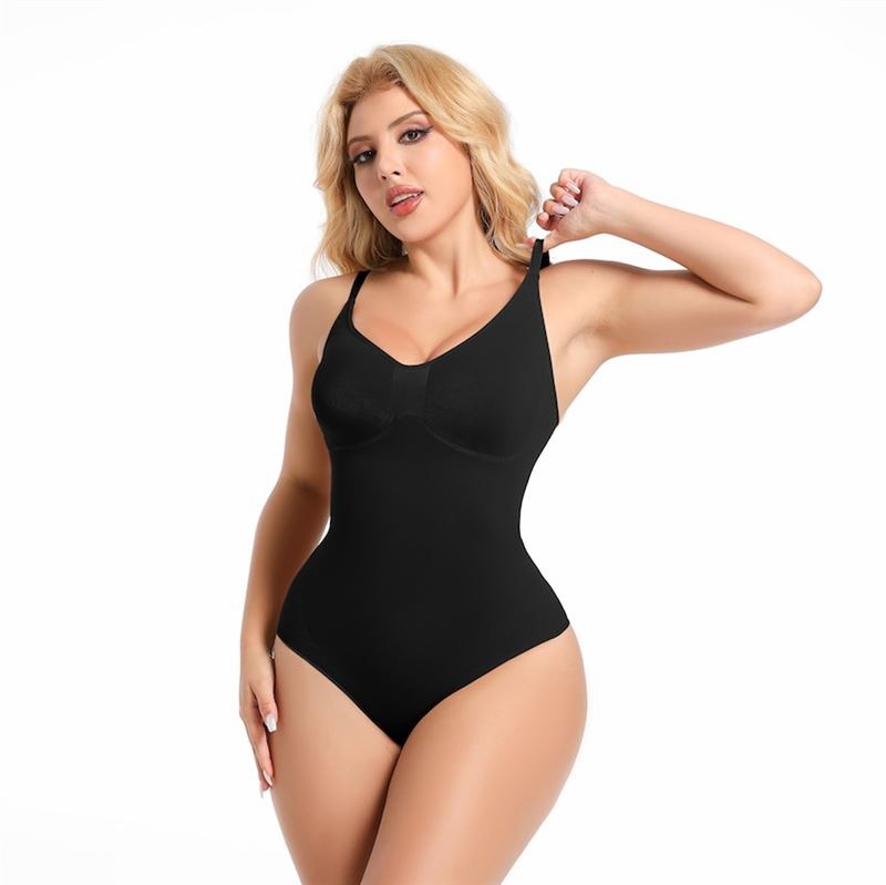 Women’s thong shapewear bodysuit with detachable straps.