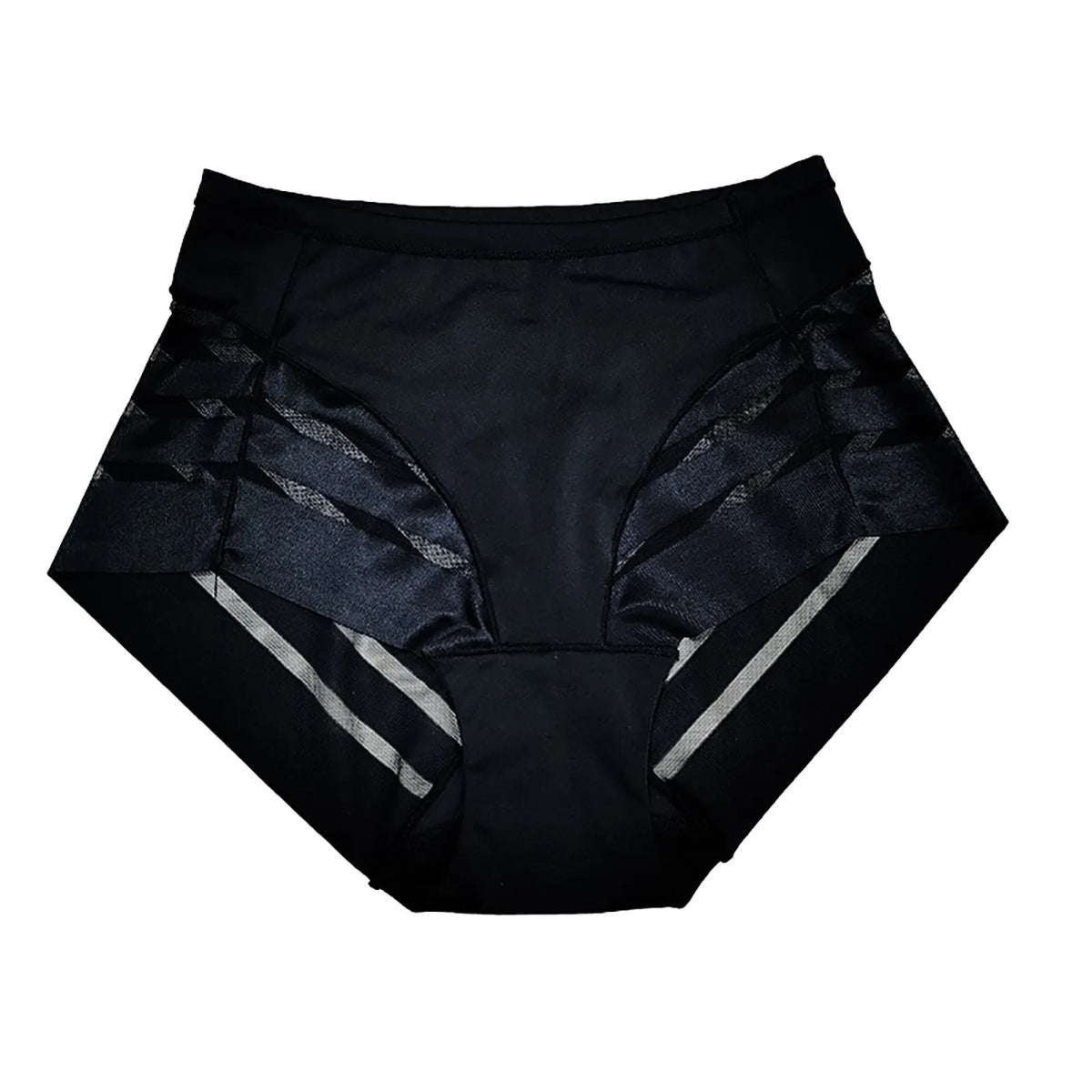 High Waist Briefs Women Seamless Panties Strechy Mesh Patchwork Breathable Lingerie Tummy Control Shapewear Glossy Underwear